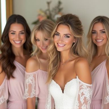 Bridal party with professionally styled hair in the salon