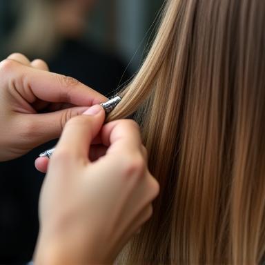Hair colourist applying highlights to a client